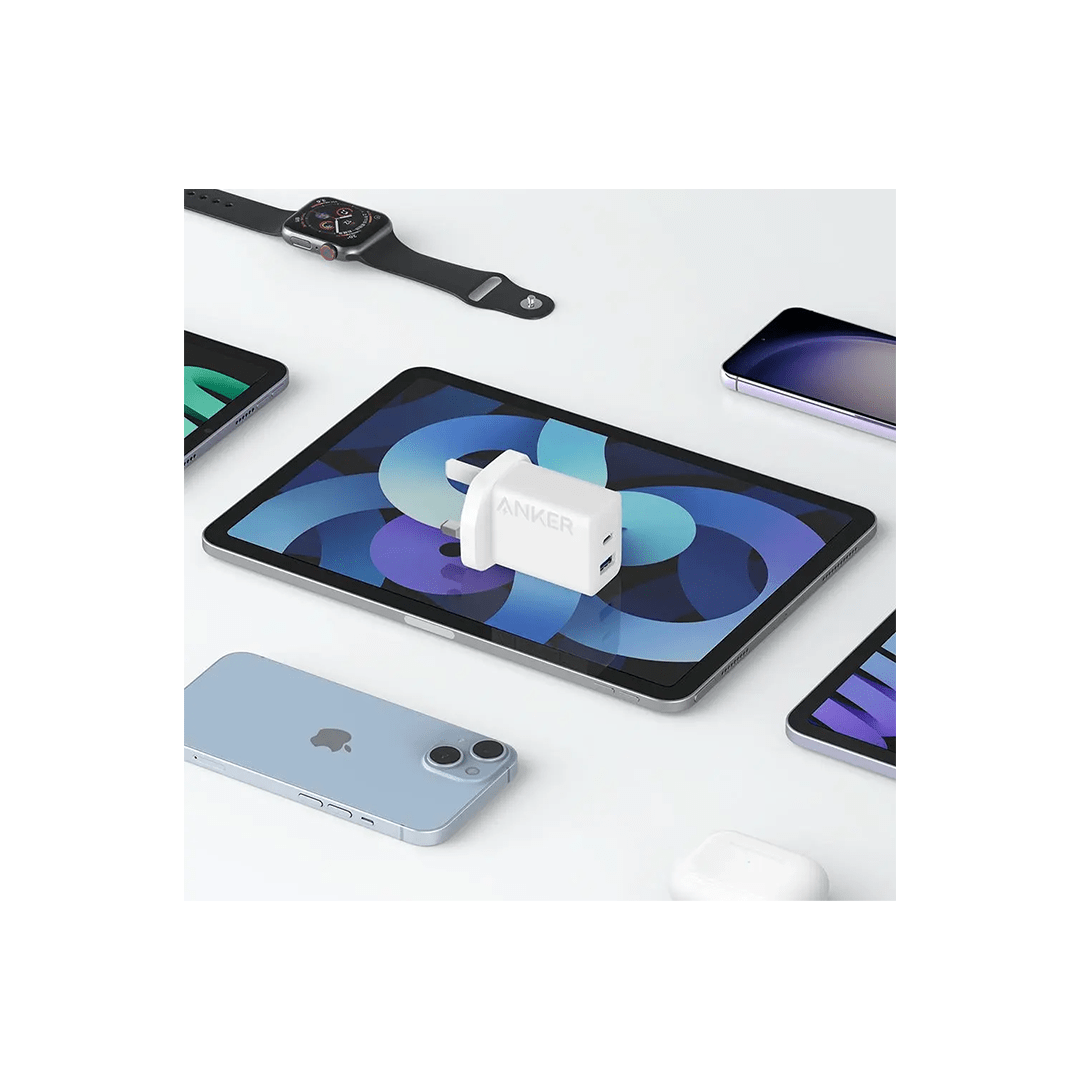 Anker Charger 20W Dual Ports USB C Gan Charger - White in Qatar Anker Charger 20W Dual Ports USB C Gan Charger - White in Qatar